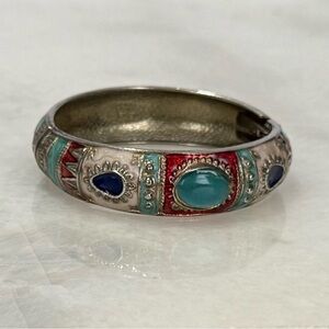 ✔️Rare Signed Vintage Helena Rubinstein Enamel Hinged Cuff Bracelet